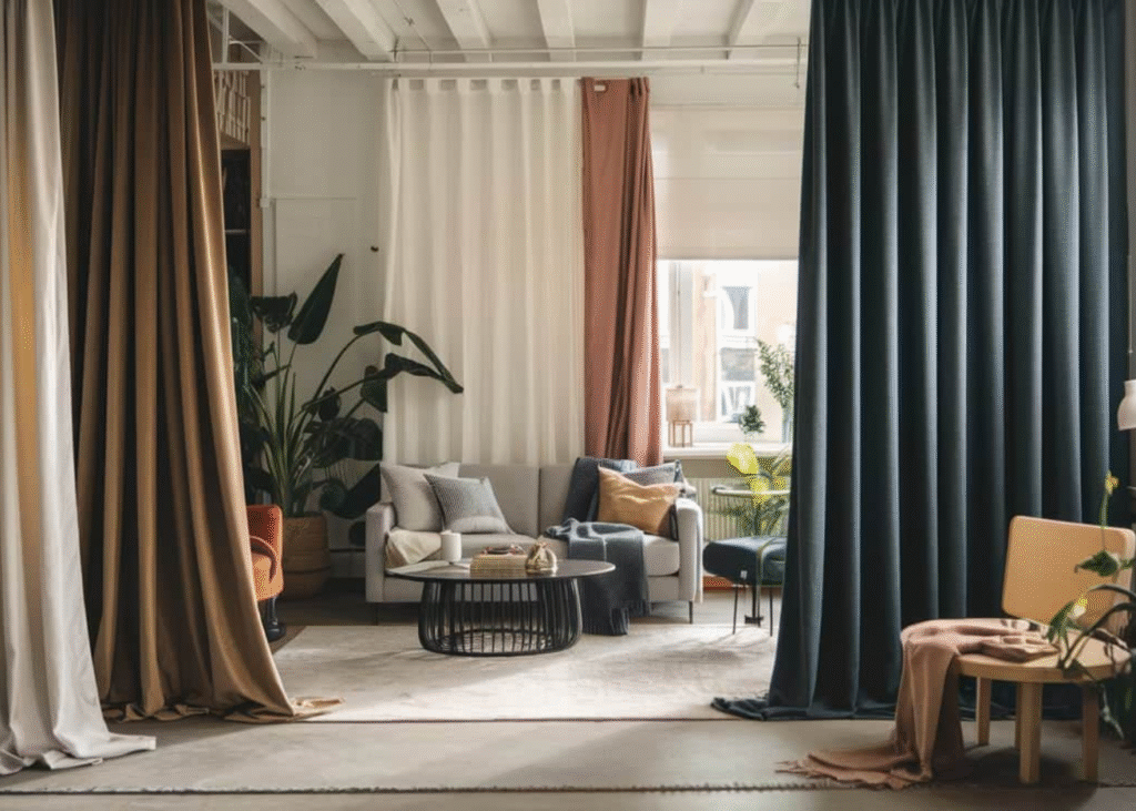 Danube Home Dubai extensive fabric sample room with hundreds of curtain options