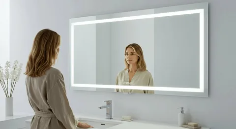 Large mirrors in small Dubai apartment reflecting natural light and creating spacious feel