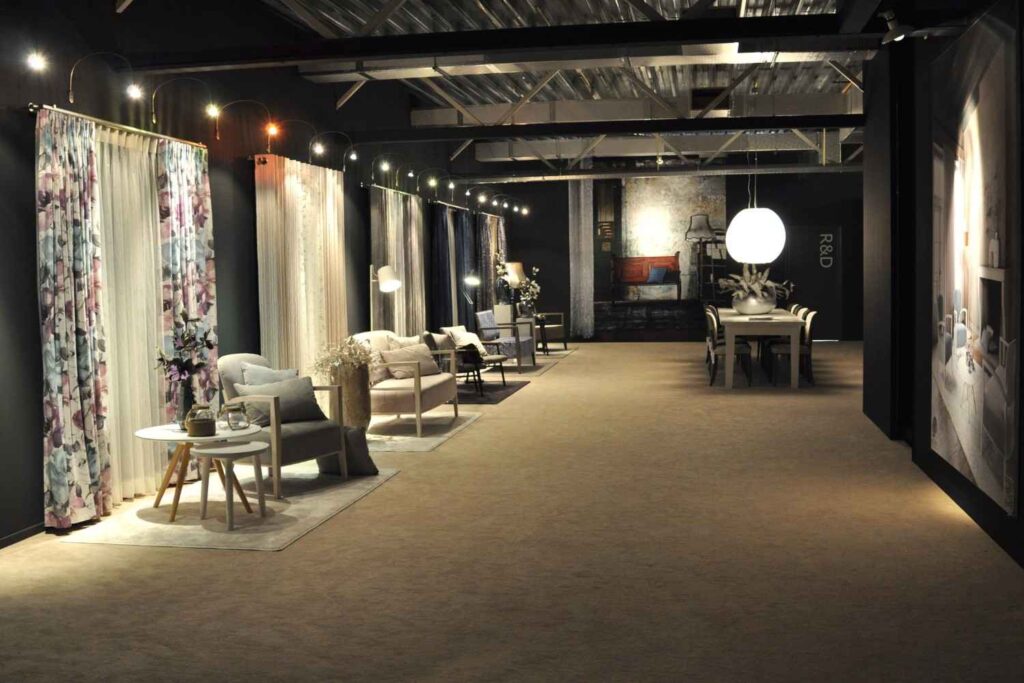 Luxury bespoke curtain design consultation in premium Dubai showroom