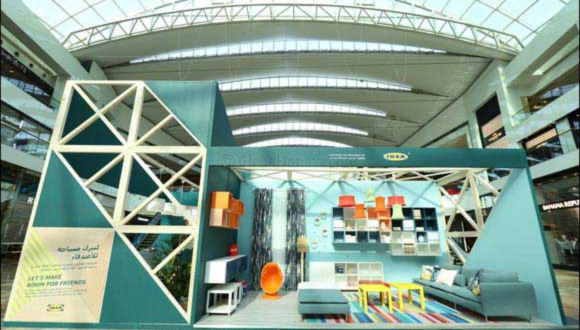 Modern ready-made curtains display at IKEA Dubai Festival City showroom