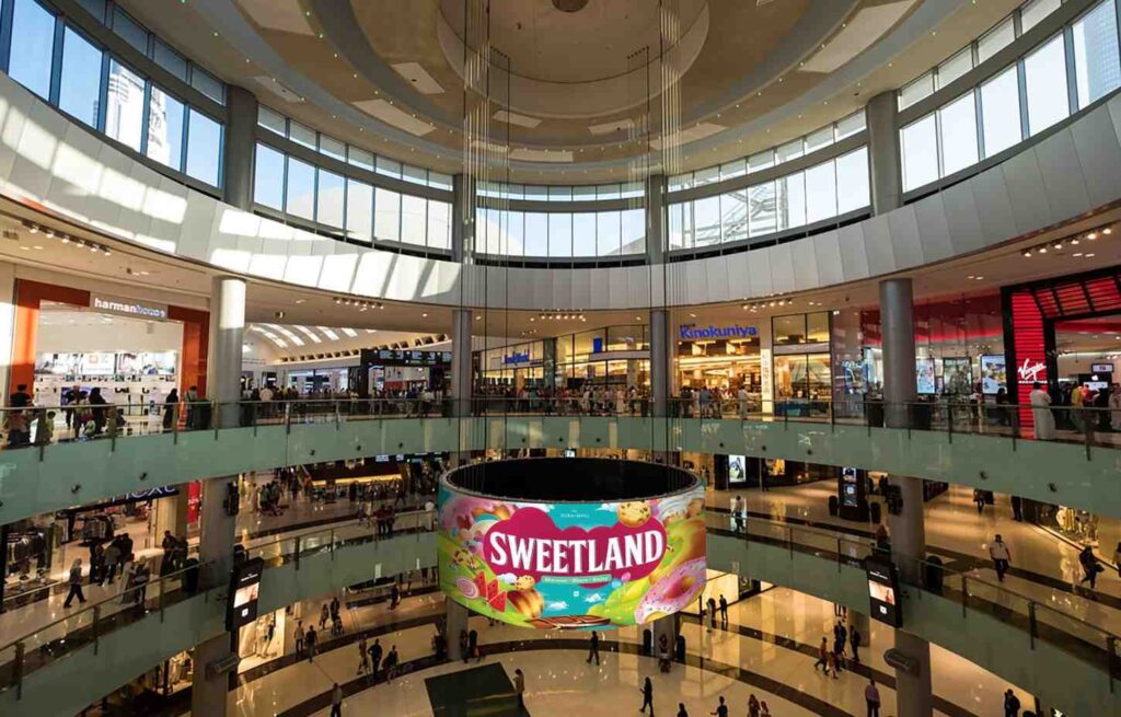 Premium American-style curtains displayed at Pottery Barn Dubai Mall location