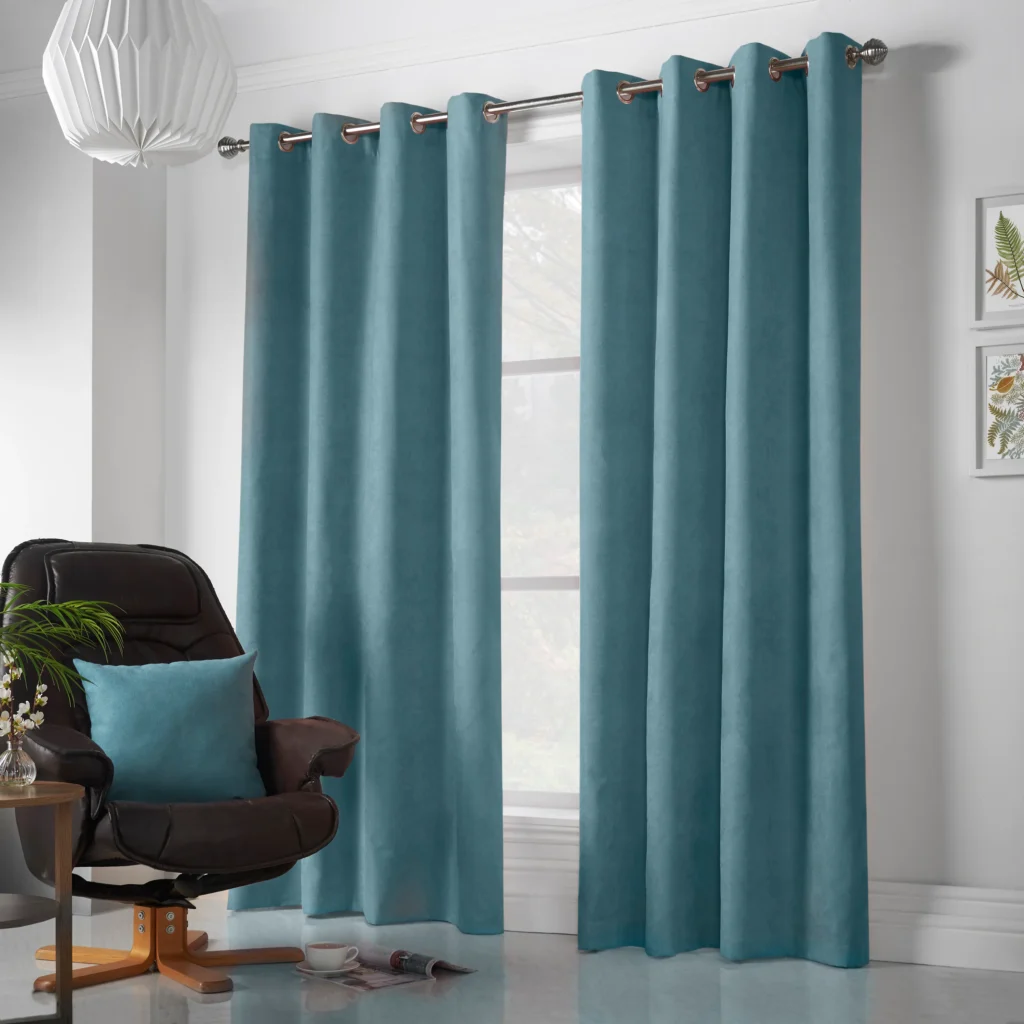 Chenille curtains in Dubai living room interior