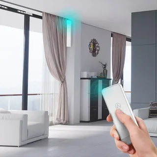 Luxury motorized curtains installed in a modern Dubai smart home interior